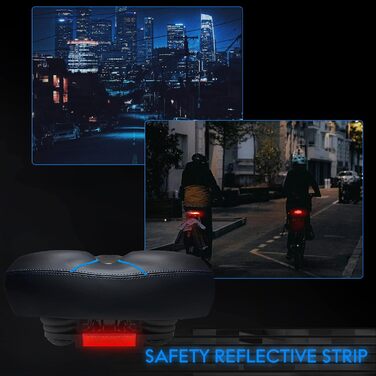 Широке велосипедне сідло Oversized для жінок та чоловіків. Комфортне, універсальне, водонепроникне сідло з світловідбивальною смугою. Підходить для Peloton, тренажерів, круїзерів, міських велосипедів. Чорний / білий (чорний / синій)