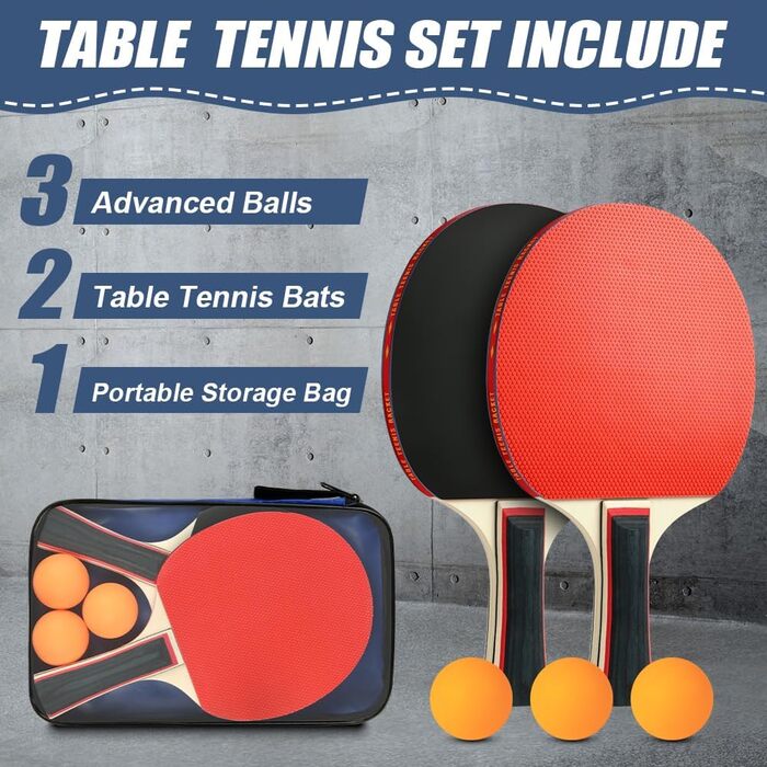 Набір для настільного тенісу Flintronic: 2 ракетки + 3 м'ячі, з сумкою для початківців та професіоналів (#2 Upgrade Black)