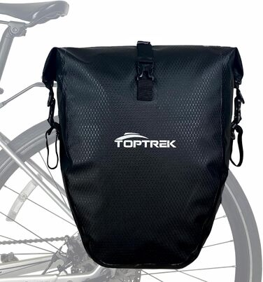 Велосипедна сумка на багажник toptrek 23-28 л, водонепроникна з відбивачами, ручкою та плечовим ременем, чорна
