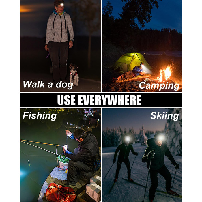 Налобний ліхтар Superheller 18000 Lumen з 8 LED, 8 режимів, червоним сигналом, USB, водонепроникний, для роботи, відпочинку, кемпінгу, риболовлі