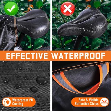 Водонепроникний чохол для велосипеда 210D Oxford, 200 x 110 x 70 cm, чорний. Захист від дощу, пилу та сонця. З отвором для замка та сумкою.