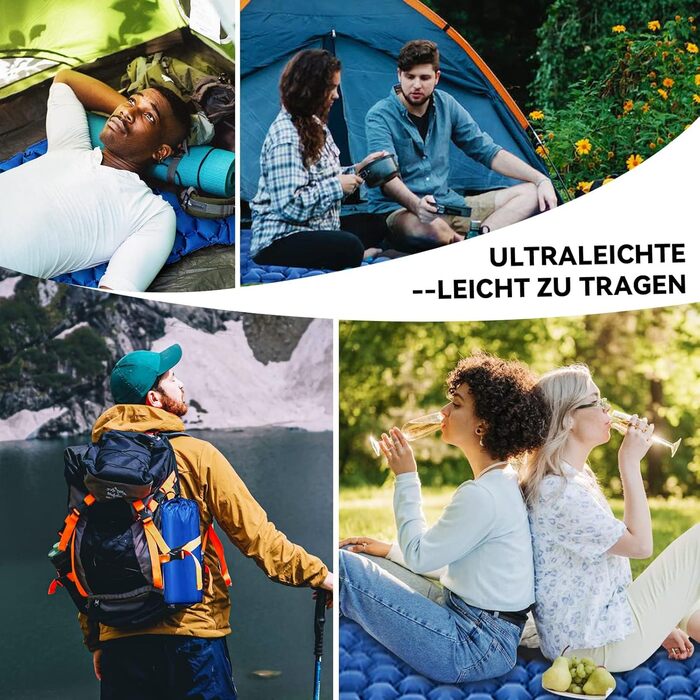 Надувна ізольована матрац Zodight Isomatte Outdoor для кемпінгу та відпочинку на природі, 200 см, блакитний