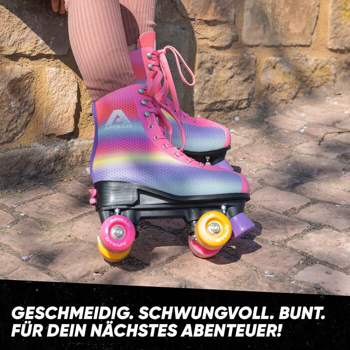 Роликові ковзани Apollo Disco Roller Quad, дитячі та дорослі, регульовані 31-42, LED, танцювальна королева