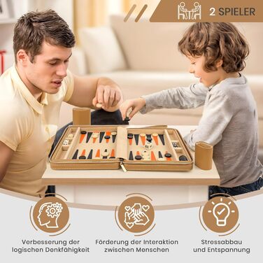 Набір для гри в нарди Lohofrnny для подорожей, портативний, класичний, магнітний, для дорослих та дітей (бежевий)