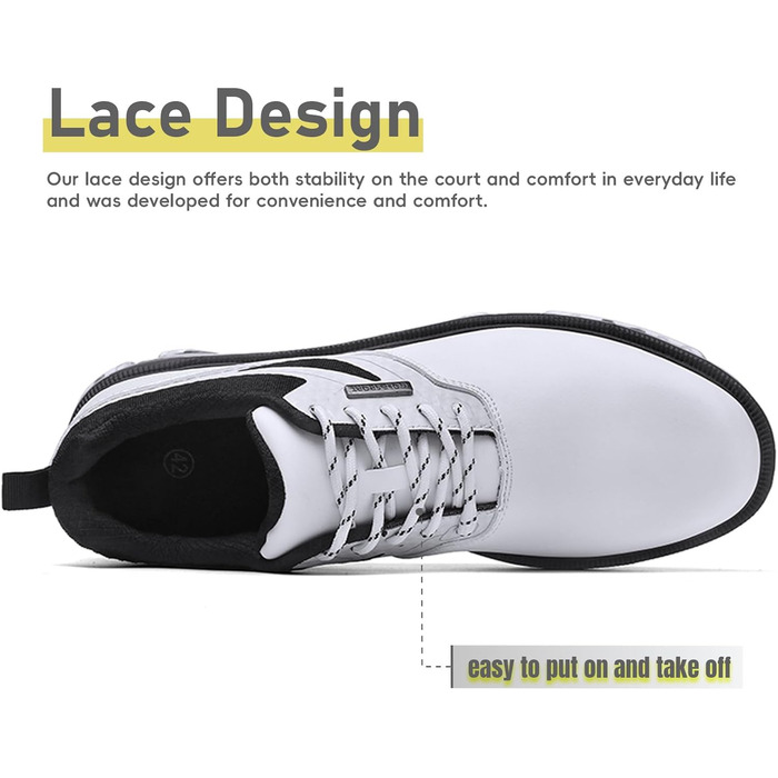 Гольф-взуття чоловіче ULTIANT водонепроникне з шнурівкою, дихаюче, для тренувань (біле, 42 EU)