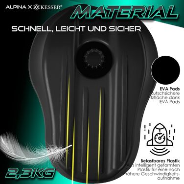 Кесер® Бобслей Bob Schneebob Alpina з LED-підсвіткою, тросом, для дітей та дорослих, пластиковий, чорний