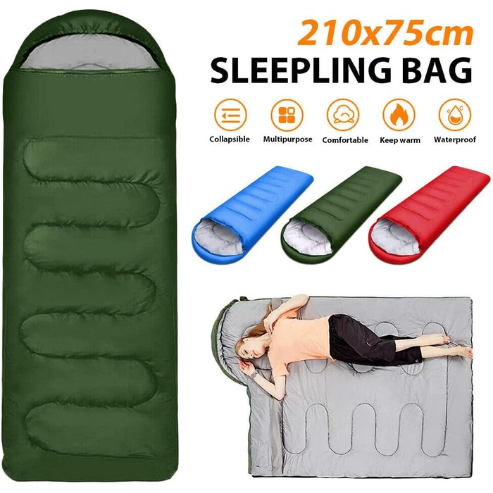 Зимовий спальник Mumienschlafsack для кемпінгу та активного відпочинку (-20°C до +10°C), 210x75 см, легкий