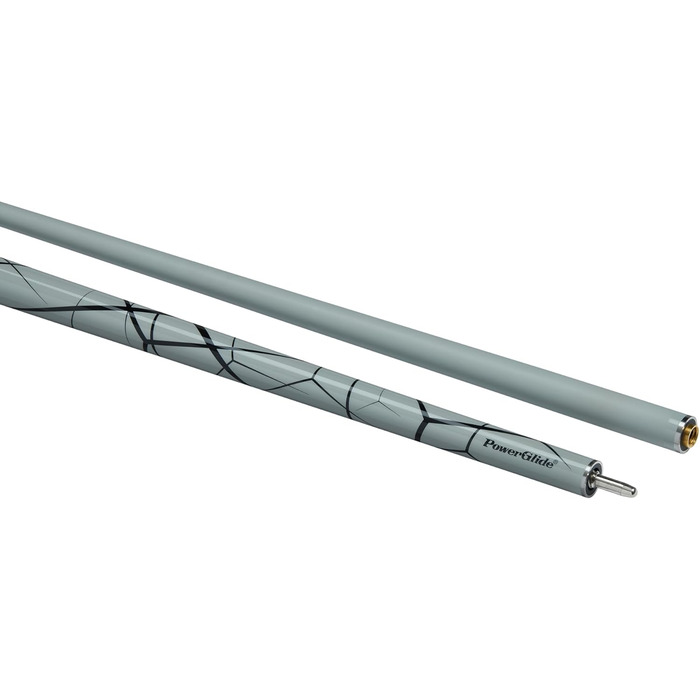 Кий для більярду/снукеру PowerGlide | Фіберглас, гладка поверхня, 2 частини, чорний/сірий, наконечник 10mm, повний розмір 57'', вага 18oz/19oz, Estrella