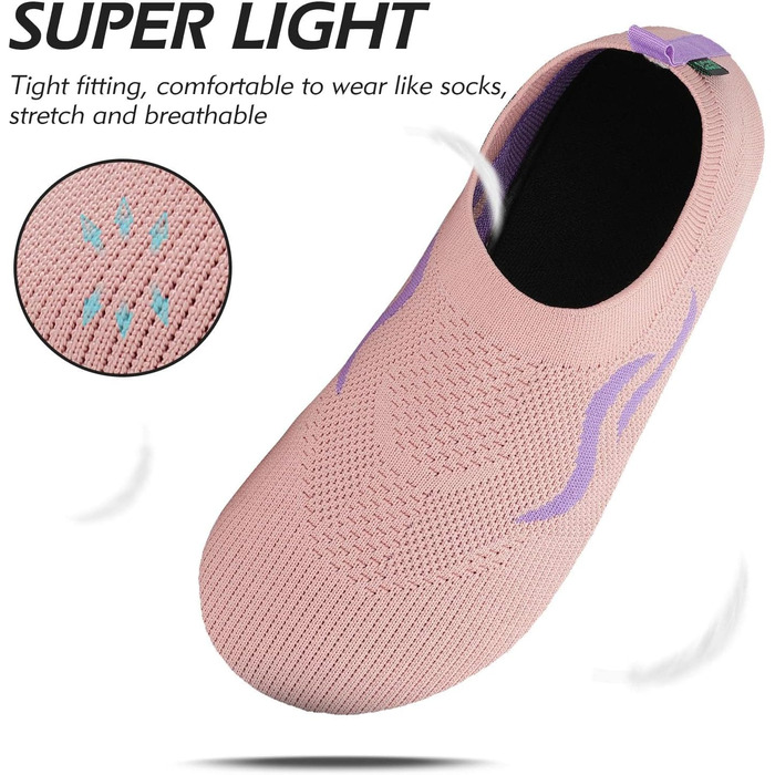 Чоботи для плавання SAGUARO Unisex: чоловічі та жіночі, швидковисихаючі, для відпочинку на природі, 37-47 EU (42/43 EU, Рожевий)