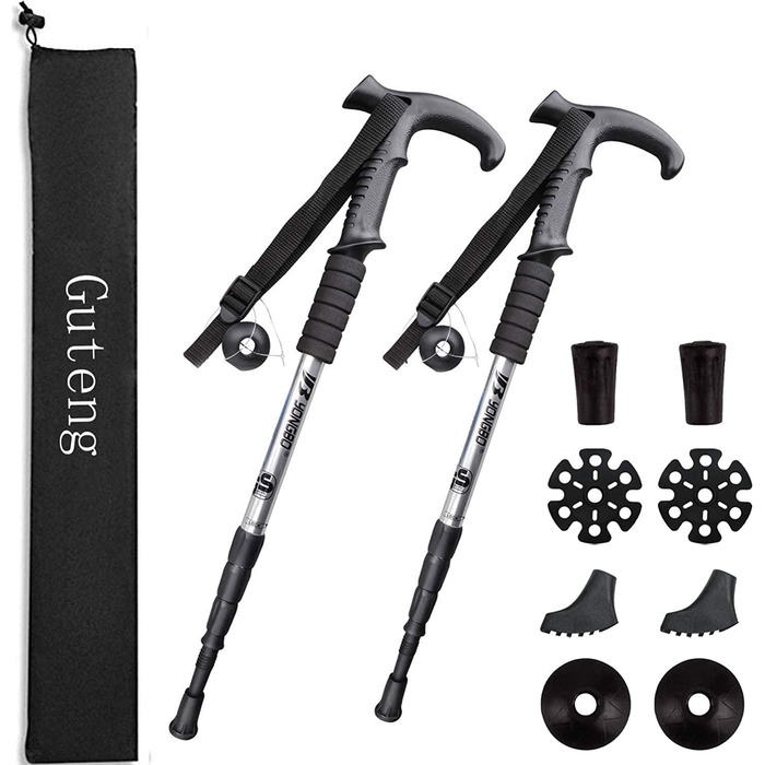 Трекінгові палиці ANGNYA з антивібраційною системою, телескопічні, легкі, для піших прогулянок, кемпінгу, гір