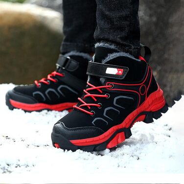 Зимові черевики для хлопчиків: теплі, зручні, водонепроникні, для сноубордингу та трекінгу (червоні, 36 EU)