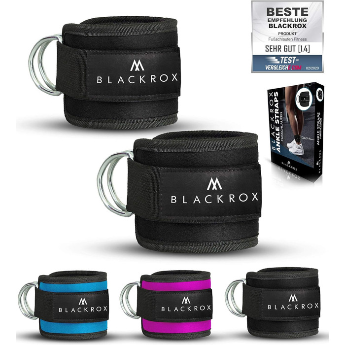 BLACKROX Манжети на щиколотку для тренажера, 2 шт., для фітнесу та тренувань, універсальні, чорні