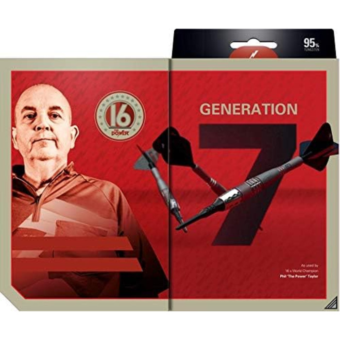 Професійний набір дартс Target Phil Taylor Power 9-Five Gen 7, 95% вольфрам, м'які наконечники, 18 г