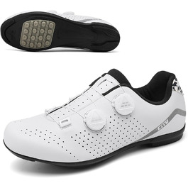 Велотуфлі Lock-Free для шосе та MTB: дихаюча внутрішня підкладка, система шнурівки, білі, 40 EU