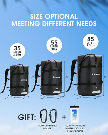 Водонепроникний рюкзак IDRYBAG 55L/35L: для каякінгу, SUP, плавання та подорожей