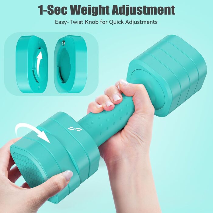 Sportneer Регульовані гантелі для жінок - набір з 2 гантелей (0,9–2,3 кг кожна), 4-в-1 набір гантелей з неслизьким ТПУ-покриттям, набір гантелей для домашнього спортзалу, фітнесу та силових тренувань (Блакитний)