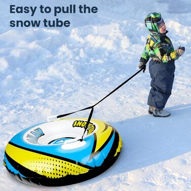 Надувний сніговий тюб зі стропом, 47-49-68 дюймів. Міцний корпус, морозостійкий матеріал. Для зимових розваг дітей та дорослих
