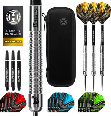 Набір дротиків Harrows Supergrip Ultimate 24 г з вольфрамовим наконечником та чохлом Blaze, 20 шт.