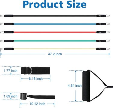 Набір еластичних стрічок для фітнесу: стрічки для силових тренувань, пілатесу, з дверним кріпленням, ручками та петлями для ніг