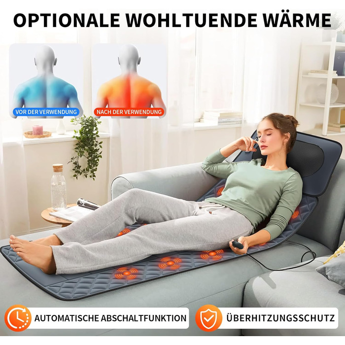 Електрична масажна подушка для крісла з підігрівом та вібрацією для спини та шиї, масажер для всього тіла, Шиацу масаж (2.0)