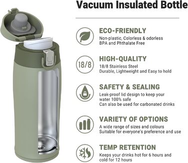 Термобутилка AORIN з нержавіючої сталі 18/8, 350/500/750 мл, герметична, BPA-free, спортивна пляшка для спорту, школи та активного відпочинку