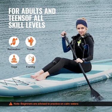 Надувна SUP-дошка VEVOR 335x84x15 см, комплект для плавання – весло, помпа, рюкзак, аксесуари, синя, для дорослих та підлітків, ПВХ
