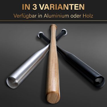 Бейсбольна бита Heldenwerk з дерева або алюмінію - Нековзне руків'я - Міцна конструкція, 31 дюйм, чорний (алюміній)