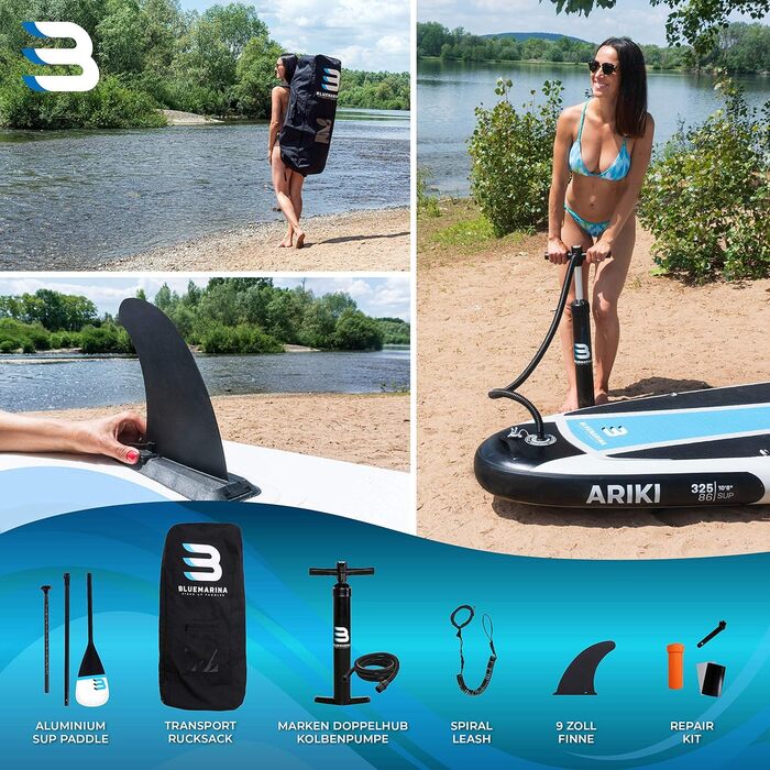 Надувна SUP-дошка Bluemarina Ariki 325x86x15 см, до 140 кг, комплект для сапбордингу, гарантія 5 років