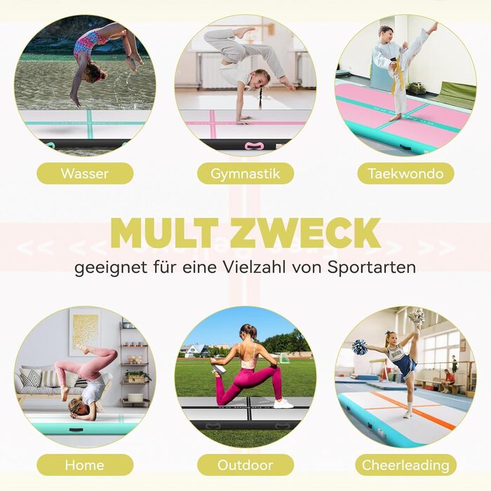 Мата Airtrack Matte для гімнастики, йоги та тренувань: 2/3/4/5/6м, 10/15см, з електричним насосом 600W, для дому, на вулицю, фітнес, оранжева + жовта