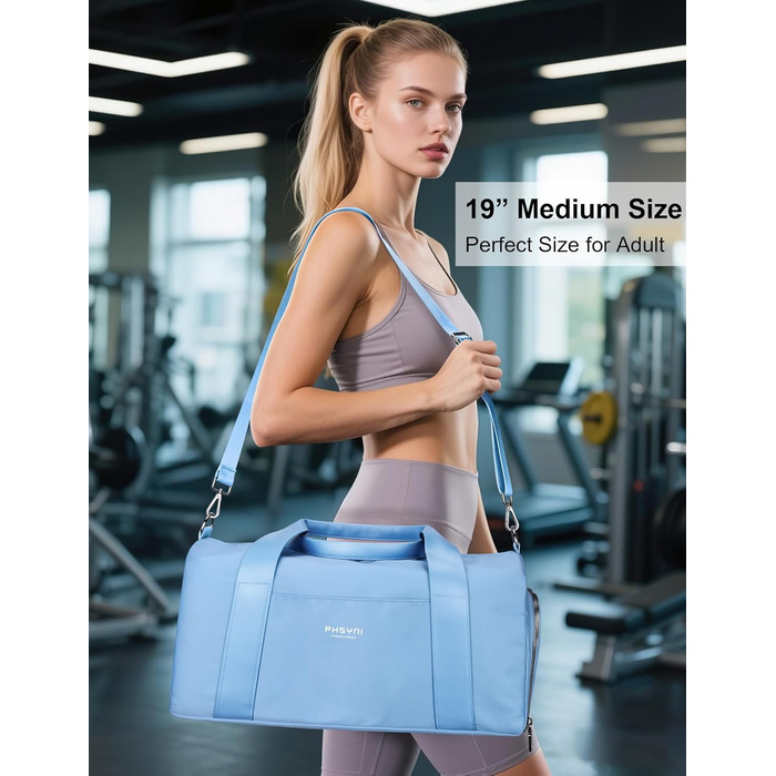 Спортивна сумка 16 дюймів для жінок та дітей з відділенням для взуття та водонепроникним розділенням, фіолетовий колір, 16 розмірів (19 розмірів-блакитний)