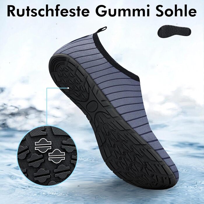 Шкарпетки для плавання SAGUARO Unisex, Швидка сушка, для чоловіків та жінок, розмір 36-47 (36/37 EU), колір: сірий