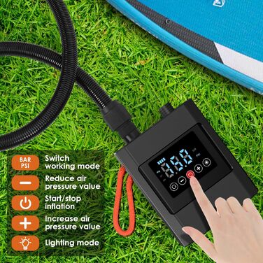 Diealles Shine Sup Pumpa Elektrichna 12000mAh, 20 PSI: Акумуляторна електрична повітряна помпа для SUP, човнів, каяків