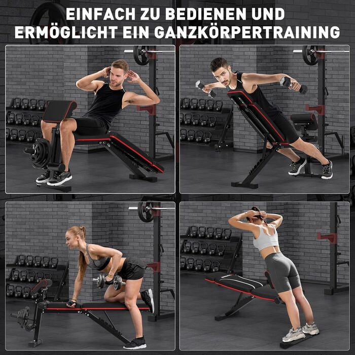 Регульована складана лава для тренувань з гантелями, 363 кг, з підставкою для ніг, упором для преса та подовженою спинкою, багатофункціональний фітнес-обладнання для дому