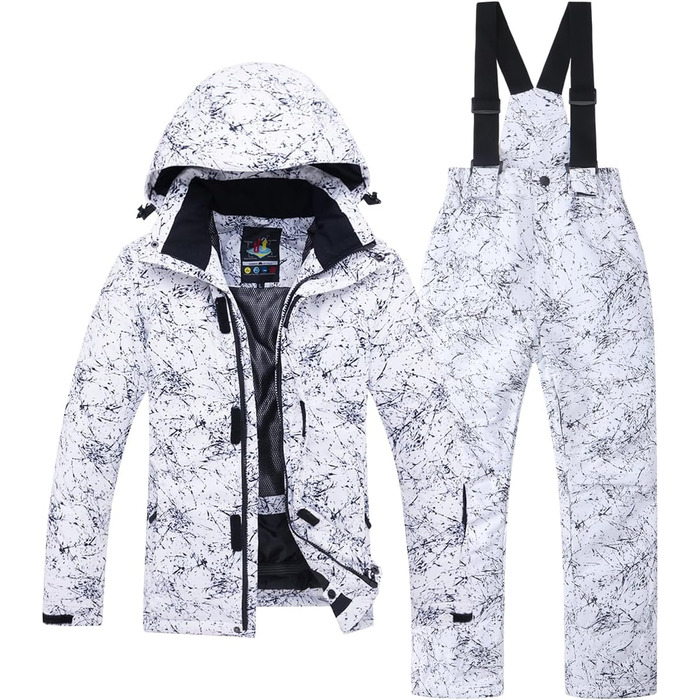 Дитячний сніговий костюм для лижного спорту: штани та куртка, водонепроникний, для хлопчиків та дівчаток, білий/квітковий принт, розмір 14-16