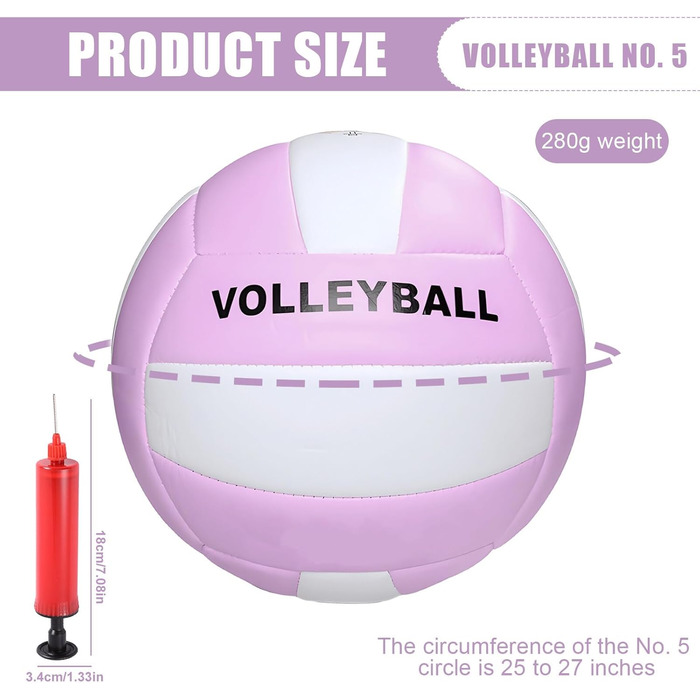М'яч для волейболу WANDGU Beachvolleyball: М'який дотик, водонепроникний, офіційний розмір 5, 64 см, 1 шт.