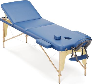 Мобільний масажний стіл Beltom® з 3 зонами, 180 x 56 см. - Легкий (13,3 кг) з аксесуарами (14,5 кг) - масажний стіл, спинка, масажна банка, косметологічний стіл, розкладний, блакитний