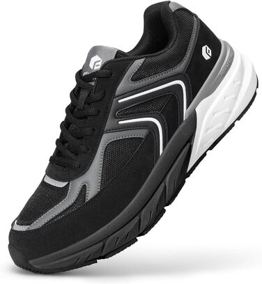 Кросівки FitVille для чоловіків з широкою ногою, чорні та сірі: бігові, спортивні, з амортизацією, дихаючі, для бігу та повсякденного носіння