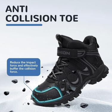 Дитячі зимові черевики ASHION для хлопчиків та дівчаток, утеплені, трекінгові, чорні, 39 EU