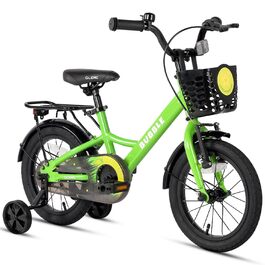 Дитяче велосипед Glerc Bubble 12/14/16 дюймів для хлопчиків та дівчаток 3-8 років з кошиком та стабілізаторами, різні кольори, зелений 12 дюймів