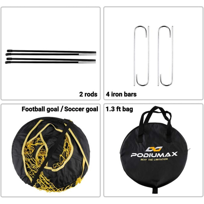 Дитячі футбольні ворота PodiuMax 2-в-1, розкладні, для гри в саду та в приміщенні, 120x80x80 см