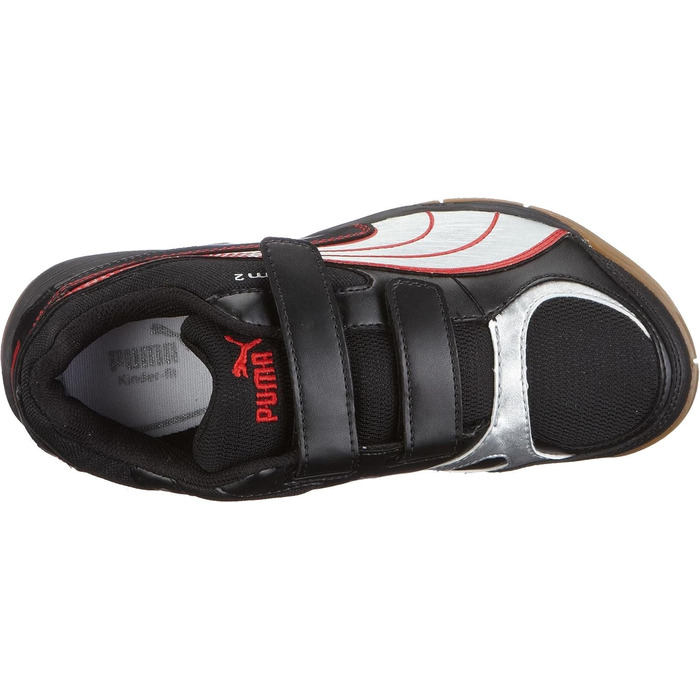 Дитячі спортивні кросівки PUMA Vellum II V Jr, Unisex, Indoor, 28 EU, Чорний/Сріблястий/Червоний