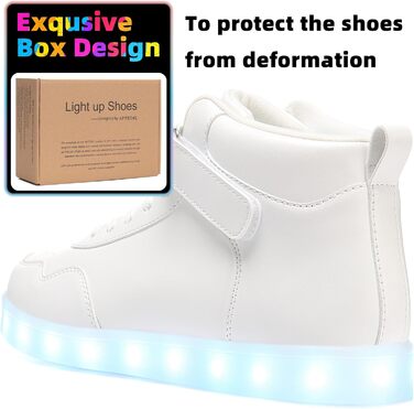 APTESOL LED кросівки високі, світлодіодні, USB зарядка, для жінок та чоловіків (36 EU, білі)