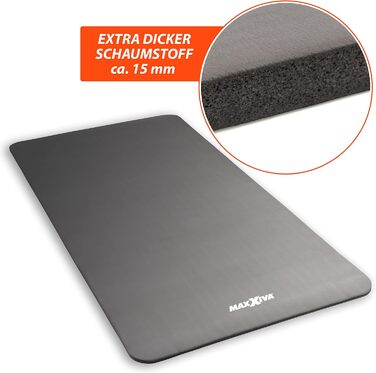 Гімнастичний килимок MAXXIVA 190x100 см, сірий, фітнес-мат, нековзний, без фталатів, з ременем для перенесення, для тренувань, йоги, спорту