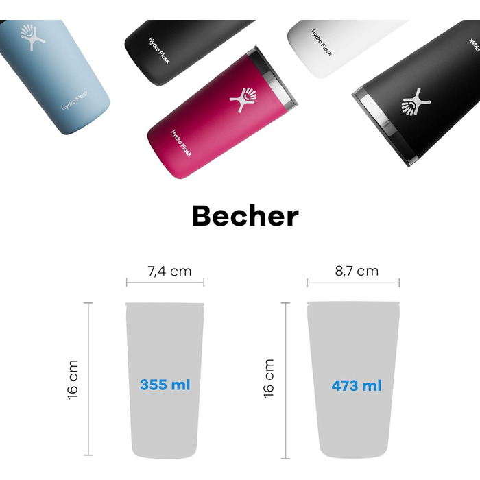 Термочашка HYDRO FLASK 473 мл з кришкою, вакуумна, з нержавіючої сталі, для напоїв гарячих і холодних, герметична, BPA-free, колір Goji
