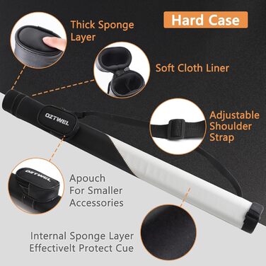 Професійний набір для більярду з чохлом, 12,5 мм скловолоконний кий, набір київ для більярду, 147,3 см, з рукавичками, вентилятором, 540 г