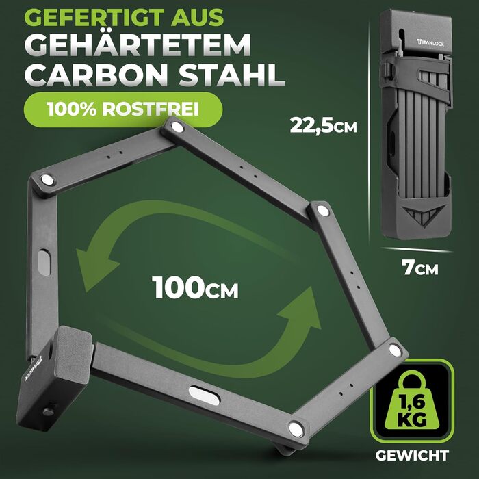 Замок для велосипеда складний, антикрадіжний [Оригінал] Швидка та легка установка, нержавіючий, рівень безпеки 10/10 (100см)