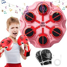 Музичний бокс для боксу з Bluetooth, настінний тренажер із рукавичками, лічильник ударів, для дорослих і дітей, рожевий