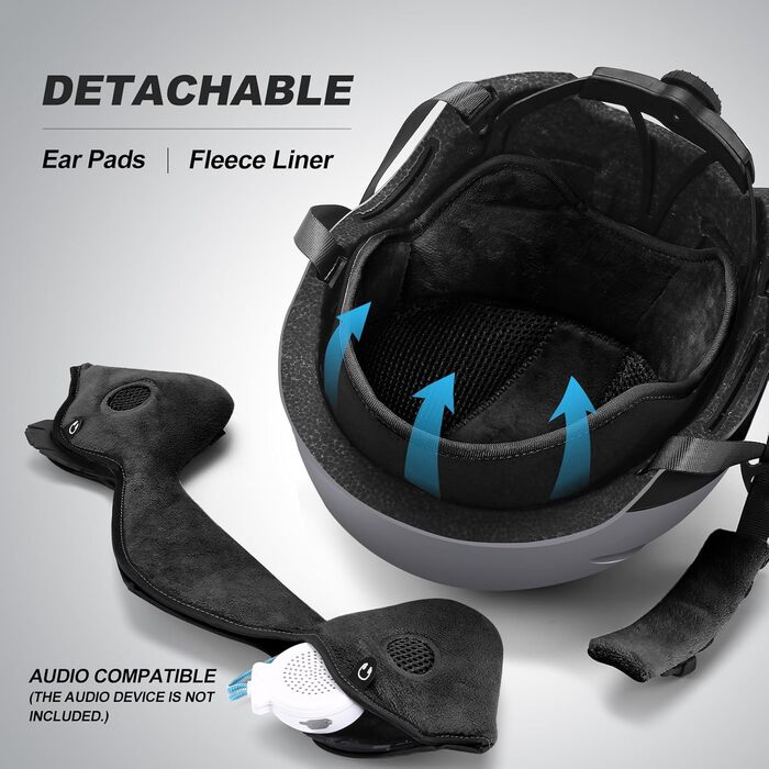 Шолом для лиж та сноуборду Odoland з маскою, сірий, розмір L (60-61 см)