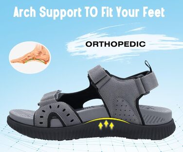 Чоловічі сандалі KuaiLu для трекінгу та відпочинку, ортопедичні, сірі, розмір 45 EU