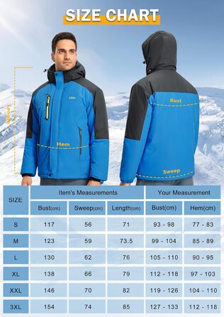 Зимова куртка Libin для чоловіків: тепла, водонепроникна, дихаюча, для катання на сноуборді та туризму. Чорний колір, розмір L